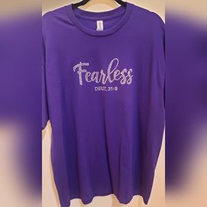 SOLD - NNW Fearless rhinestone T-shirts v-neck short sleeves